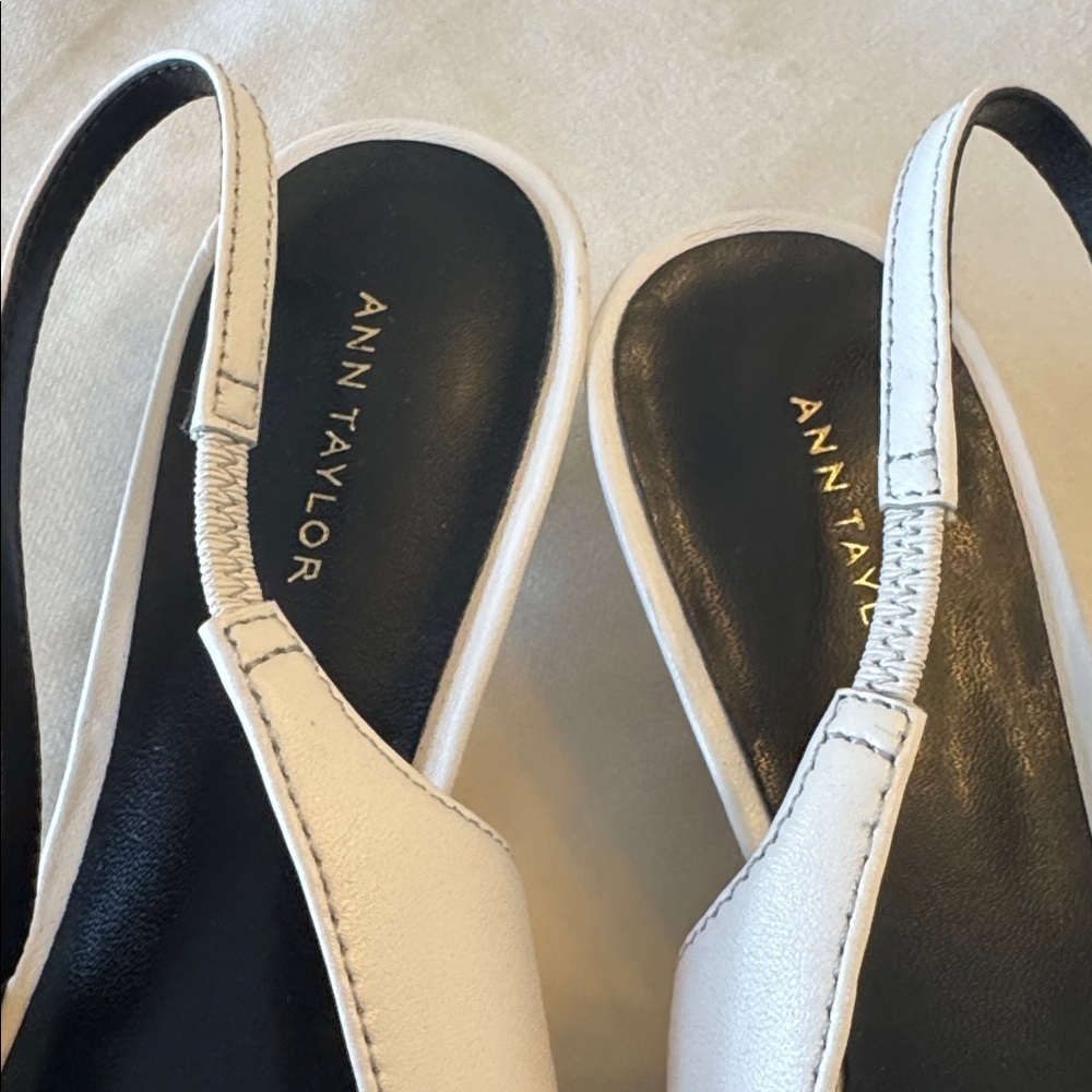 Like new! Ann Taylor White Slingback Kitten Heels, sz 6 - Picture 2 of 6
